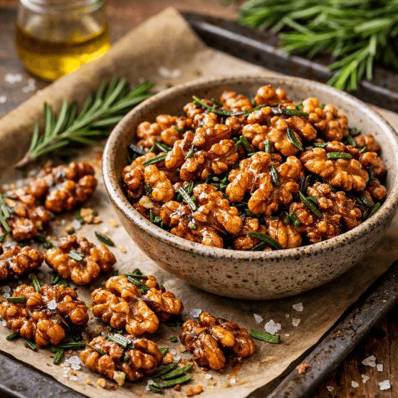 Fırınlanmış Biberiyeli Ceviz Atıştırmalığı